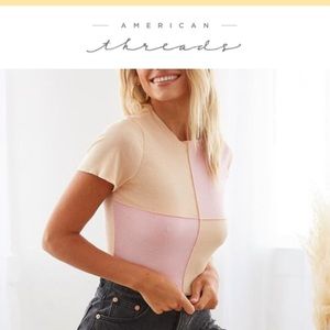 AMERICAN THREADS- Orange and Pink Top